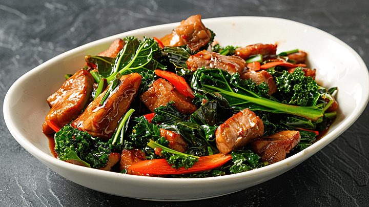 คะน้าหมูกรอบ